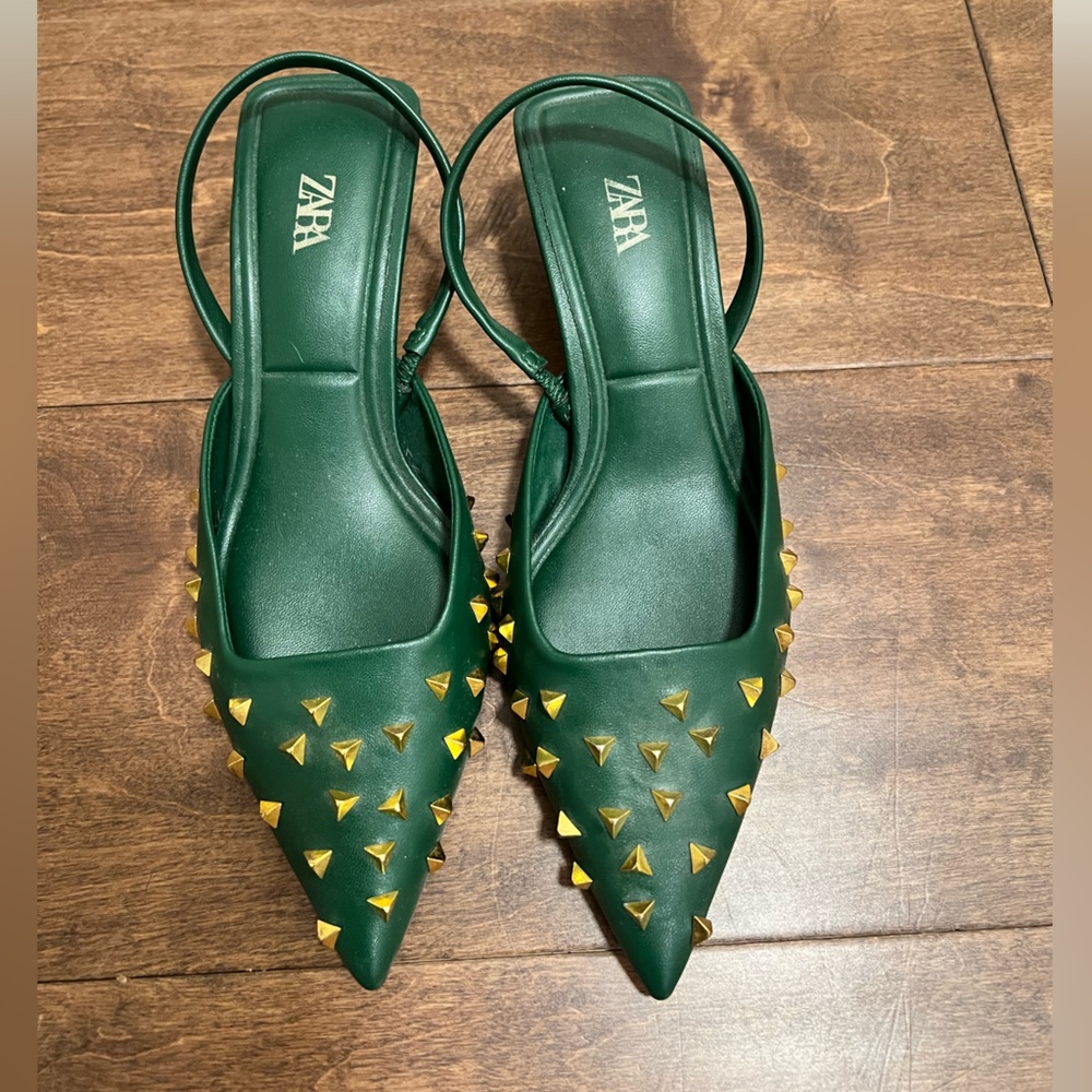 Zara Green Studded Women's Shoes